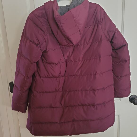 J.Jill Maroon Red Down Puffer Coat Small Hooded Snap Zip Knit Fleece Lined S - Picture 6 of 10